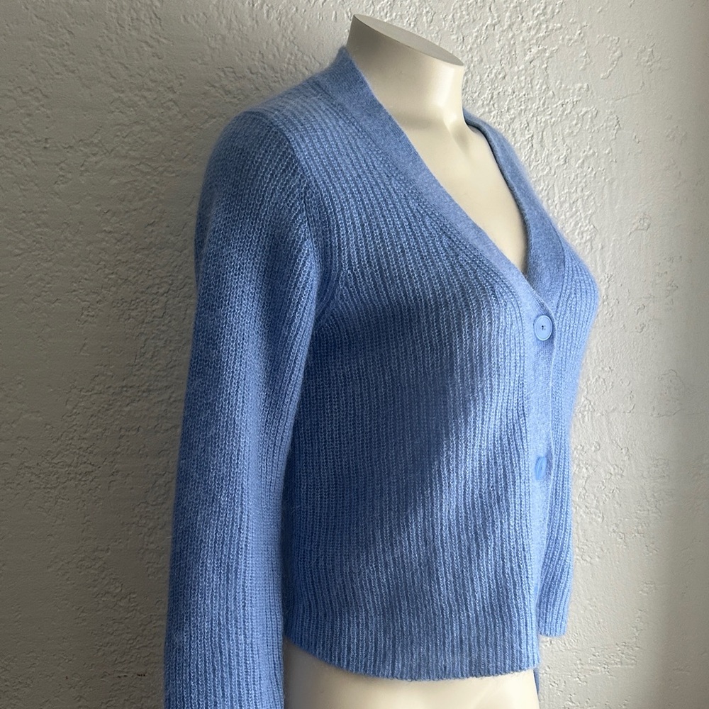 VINCE S/P preppy feminine mohair wool Women's Blue Cardigan - Picture 4 of 10